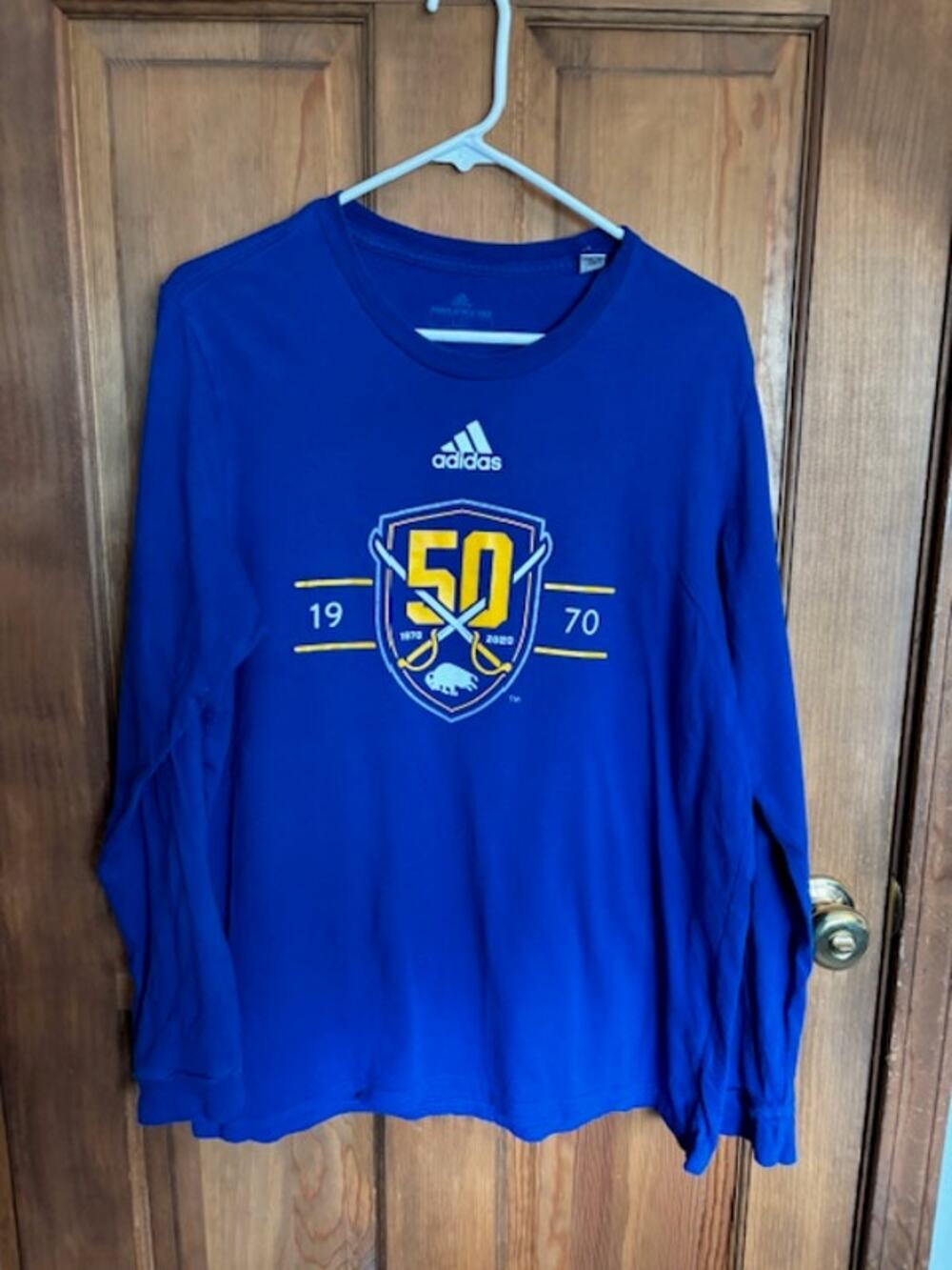 Buffalo Sabres Hockey Adidas Long Sleeve T-Shirt in Blue Size Large